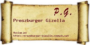 Preszburger Gizella névjegykártya